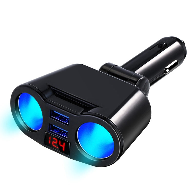 Dual USB 2 Way Auto Car Cigarette Lighter Socket Splitter Charger MP3 Player